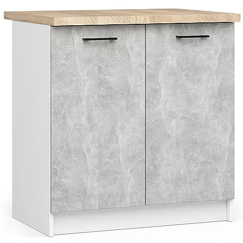 AKORD | Olive Küchenschränke | Geräumig | Robust | Für jedes Design | Für eine kleine Küche | Für eine Küchenzeile | Als Teil eines Sets | Weiß & Beton von AKORD