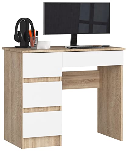 AKORD Schreibtisch |Bürotisch | 4 Schubladen Schreibtische| Hohe Qualität | Solide | Modernes Design | Für Zuhause | Für das Büro | Ergonomie | Für die Arbeit | Für das Studium von AKORD