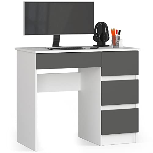 AKORD Schreibtisch |Bürotisch | 4 Schubladen Schreibtische| Hohe Qualität | Solide | Modernes Design | Für Zuhause | Für das Büro | Ergonomie | Für die Arbeit | Für das Studium von AKORD