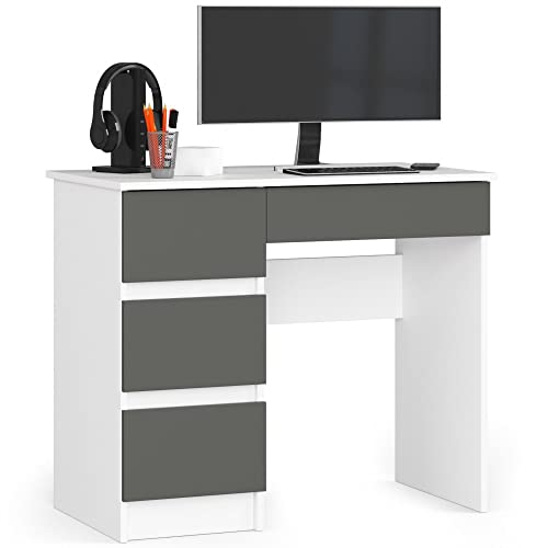 AKORD Schreibtisch |Bürotisch | 4 Schubladen Schreibtische| Hohe Qualität | Solide | Modernes Design | Für Zuhause | Für das Büro | Ergonomie | Für die Arbeit | Für das Studium von AKORD