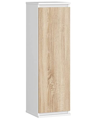 AKORD Hängeschrank W30 30 cm | mit 1 Tür | Küchenschränke | Geräumig | Für eine kleine Küche | Für eine Küchenzeile | Als Teil eines Sets | B30 x H99 x T30 cm | Gewicht 14,95 kg | Weiß/Sonoma Eiche von AKORD