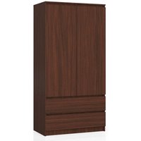 Kleiderschrank AKORD S90 Wenge 90 cm 2 Türen 2 Schubladen 4 Ebenen B90 x H180 x T51 cm von AKORD