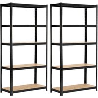 Akord - 2er Set Schwerlastregal Schwarz 80 cm 10 Regalböden B80xH40xT180 cm von AKORD