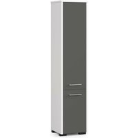 Akord - Badezimmersäule fin Weiß 30 cm 2 Türen 5 Ebenen Front Graphitgrau B30 x H140 x T30 cm von AKORD