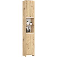 Akord - Badezimmersäule uni Artisan Eiche, Weiß 30 cm 2 Türen 4 Ebenen B32 x H180 x T28 cm von AKORD