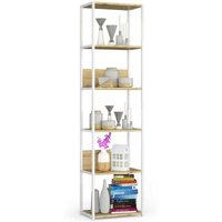 Akord - Bücherregal Metallregal mit Ebenen aus Holzwerkstoff Weiß Breite 50 cm 6 Ebenen Eiche Artisan B50 x H192 x T32 cm Akord - Bücherregal Metallregal mit Ebenen aus Holzwerkstoff Weiß Breite 50 cm 6 Ebenen Eiche Artisan B50 x H192 x T32 cm von AKORD
