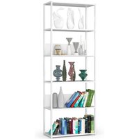 Akord - Bücherregal Metallregal mit Ebenen aus Holzwerkstoff Weiß Breite 70 cm 6 Ebenen B70 x H192 x T32 cm Akord - Bücherregal Metallregal mit Ebenen aus Holzwerkstoff Weiß Breite 70 cm 6 Ebenen B70 x H192 x T32 cm von AKORD