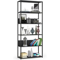 Akord - Bücherregal Metallregal mit Holzwerkstoff-Ebenen Schwarz Breite 80 cm 6 Ebenen B80 x H192 x T32 cm Akord - Bücherregal Metallregal mit Holzwerkstoff-Ebenen Schwarz Breite 80 cm 6 Ebenen B80 x H192 x T32 cm von AKORD