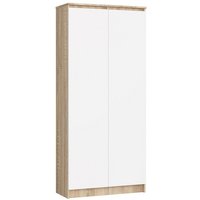 Büro-Bücherregal Kleiderschrank clp 80 cm | 8 Einlegeböden und 2 Türen | Bücherregal für Schrank Wohnzimmer Schlafzimmer | Minimalistisch | von AKORD