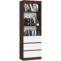 Büro-Bücherregal clp 60 cm | 3 Schubladen 2 Einlegeböden Stehend | für Schrank Wohnzimmer Schlafzimmer Bücherregale| Minimalistisch | Laminierte von AKORD