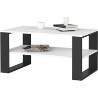 Akord - Couchtisch alex Weiß 92 cm mit schwarzem Fußrahmen B92xH53xT45 cm von AKORD