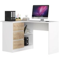 Akord - Eck-Schreibtisch B-16 mit 3 Schubladen und 2 Ablagen | Schreibtisch | ecktisch | Eck Schreibtisch für Home Office | Einfache Montage | B124 x von AKORD