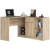 Eck-Schreibtisch Akord B17 2-in-1 Kombination mit Kommode in der Farbe Sonoma-Eiche Schublade und 6 Ablagen B120 x H79 x T126 cm von AKORD