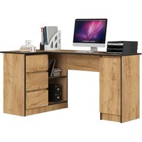 Eck-Schreibtisch B-20 mit 3 Schubladen, 2 Ablagen und einem Regalfach mit Tür | Schreibtisch | ecktisch | Eck Schreibtisch für Home Office | Einfache von AKORD