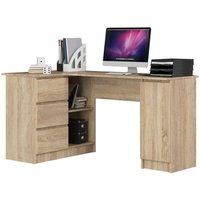 Eck-Schreibtisch B-20 mit 3 Schubladen, 2 Ablagen und einem Regalfach mit Tür | Schreibtisch | ecktisch | Eck Schreibtisch für Home Office | Einfache von AKORD