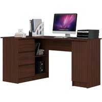 Eck-Schreibtisch B-20 mit 3 Schubladen, 2 Ablagen und einem Regalfach mit Tür | Schreibtisch | ecktisch | Eck Schreibtisch für Home Office | Einfache von AKORD