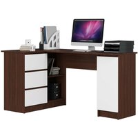 Eck-Schreibtisch B-20 mit 3 Schubladen, 2 Ablagen und einem Regalfach mit Tür | Schreibtisch | ecktisch | Eck Schreibtisch für Home Office | Einfache von AKORD