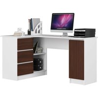 Eck-Schreibtisch B-20 mit 3 Schubladen, 2 Ablagen und einem Regalfach mit Tür | Schreibtisch | ecktisch | Eck Schreibtisch für Home Office | Einfache von AKORD