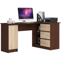 Eck-Schreibtisch B-20 mit 3 Schubladen, 2 Ablagen und einem Regalfach mit Tür | ecktisch | Eck Schreibtisch für Home Office | Einfache Montage | B155 von AKORD