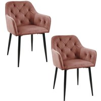 Akord - Esszimmerstühle mit Samt 2er Set SJ.030 Gepolsterter Gesteppter Stuhl aus Velours in Rosa Akord - Esszimmerstühle mit Samt 2er Set SJ.030 Gepolsterter Gesteppter Stuhl aus Velours in Rosa von AKORD