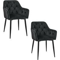 Akord - Esszimmerstühle mit Samt 2er Set SJ.030 Gepolsterter Gesteppter Stuhl aus Velours in Schwarz Akord - Esszimmerstühle mit Samt 2er Set SJ.030 Gepolsterter Gesteppter Stuhl aus Velours in Schwarz von AKORD