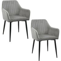 Akord - Esszimmerstühle mit Samt 2er Set SJ.040 Gepolsterter Gesteppter Stuhl aus Velours in Grau von AKORD