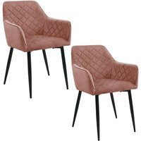 Akord - Esszimmerstühle mit Samt 2er Set SJ.082 Gepolsterter Gesteppter Stuhl aus Velours in Rosa Akord - Esszimmerstühle mit Samt 2er Set SJ.082 Gepolsterter Gesteppter Stuhl aus Velours in Rosa von AKORD
