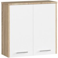 Hängender Badezimmerschrank Akord fin Sonoma-Eiche 60 cm 2 Türen 2 Ebenen Front Weiß B60 x H60 x T22,5 cm von AKORD