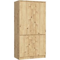 Akord - Kleiderschrank S90 Eiche Artisan 90 cm 4 Türen 4 Regalböden B90xH180xT51 cm Akord - Kleiderschrank S90 Eiche Artisan 90 cm 4 Türen 4 Regalböden B90xH180xT51 cm von AKORD