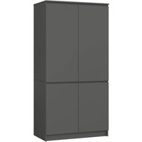 Akord - Kleiderschrank S90 Graphitgrau 90 cm 4 Türen 4 Regalböden B90xH180xT51 cm Akord - Kleiderschrank S90 Graphitgrau 90 cm 4 Türen 4 Regalböden B90xH180xT51 cm von AKORD
