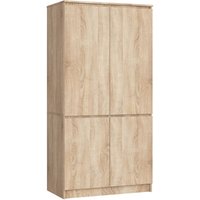 Akord - Kleiderschrank S90 Sonoma-Eiche 90 cm 4 Türen 4 Regalböden B90xH180xT51 cm Akord - Kleiderschrank S90 Sonoma-Eiche 90 cm 4 Türen 4 Regalböden B90xH180xT51 cm von AKORD