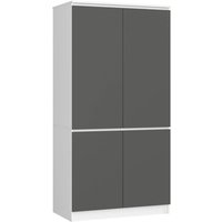 Akord - Kleiderschrank S90 Weiß, Grau 90 cm 4 Türen 4 Regalböden B90xH180xT51 cm Akord - Kleiderschrank S90 Weiß, Grau 90 cm 4 Türen 4 Regalböden B90xH180xT51 cm von AKORD