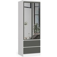 Akord - Kleiderschrank Star s | Zweitürig mit Spiegel s 60 cm | 2 Schubladen mit Regalen und Einer Kleiderstange | für Kleiderschränke Schlafzimmer | von AKORD