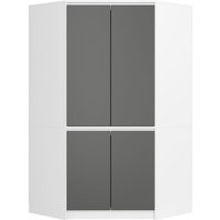 Akord - Kleiderschrank Weiß 100 cm 4 Türen Front Grau 6 Regalböden B100xH180xT50 cm Akord - Kleiderschrank Weiß 100 cm 4 Türen Front Grau 6 Regalböden B100xH180xT50 cm von AKORD