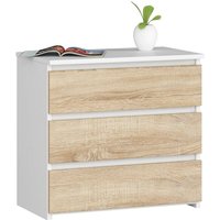 Kommode CL-3 mit 3 Schubladen | für das Wohnzimmer Schlafzimmer Schrank Büro Arbeitszimmer | Modernes Funktionales Design | B60 x H57 x T35 cm, von AKORD