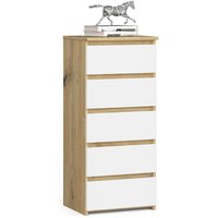Kommode Akord CL5 Eiche Artisan 40 cm 5 Schubladen Front Weiß B40 x H92 x T35 cm von AKORD