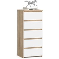 Akord - Kommode CL5 Sonoma-Eiche 40 cm 5 Schubladen Front Weiß B40 x H92 x T35 cm Akord - Kommode CL5 Sonoma-Eiche 40 cm 5 Schubladen Front Weiß B40 x H92 x T35 cm von AKORD