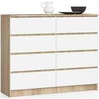 Kommode K-120 mit 8 (2 x 4) Schubladen | für das Wohnzimmer Schlafzimmer Schrank Büro Arbeitszimmer | Modernes Funktionales Design | B120 x H99 x T40 von AKORD