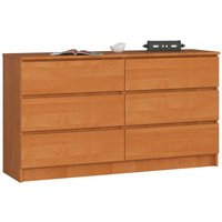 Akord - Kommode K-140 mit 6 (2 x 3) Schubladen | für das Wohnzimmer Schlafzimmer Schrank Büro Arbeitszimmer | Modernes Funktionales Design | B138 x von AKORD