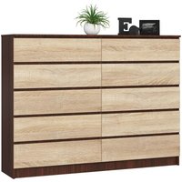 Kommode K-160 mit 10 (2 x 5) Schubladen | für das Wohnzimmer Schlafzimmer Schrank Büro Arbeitszimmer | Modernes Funktionales Design | B160 x H121 x von AKORD