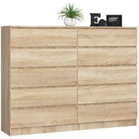 Kommode K-160 mit 10 (2 x 5) Schubladen | für das Wohnzimmer Schlafzimmer Schrank Büro Arbeitszimmer | Modernes Funktionales Design | B160 x H121 x von AKORD