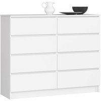 Kommode Akord K120 Weiß 120 cm 8 Schubladen B120 x H99 x T40 cm von AKORD