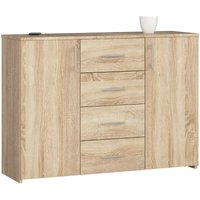 Kommode K45 mit 4 Schubladen und 2 Ablagefächern mit Türen | für das Wohnzimmer Schlafzimmer Schrank Büro Arbeitszimmer | B110 x H80 x T35 cm, von AKORD