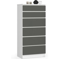 Akord - Kommode K60 Weiß 60 cm 6 Schubladen Front Graphitgrau B60 x H130 x T40 cm Akord - Kommode K60 Weiß 60 cm 6 Schubladen Front Graphitgrau B60 x H130 x T40 cm von AKORD