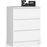 Kommode K60 mit 3 Schubladen | für das Wohnzimmer Schlafzimmer Schrank Büro Arbeitszimmer | Modernes Funktionales Design | B60 x H77 x T40 cm, von AKORD