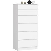 Akord - Kommode K60 Weiß 60 cm 6 Schubladen B60 x H130 x T40 cm von AKORD
