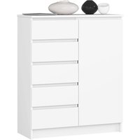 Kommode K80 Weiß 80 cm 1 Tür 5 Schubladen 3 Regalböden B80xH35xT97 cm Kommode K80 Weiß 80 cm 1 Tür 5 Schubladen 3 Regalböden B80xH35xT97 cm von AKORD