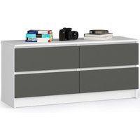 Kommode Akord K120 Weiß 120 cm 4 Schubladen Front Graphitgrau B120 x H55 x T40 cm von AKORD