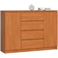 Kommode Akord K140 Erle 138 cm 2 Türen 4 Schubladen 4 Ebenen B138 x H99 x T40 cm von AKORD