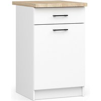 Küchenschrank Akord oliwia modular S50 Unterschrank mit Arbeitsplatte Weiß 50 cm Tür Schublade 2 Ebenen B50 x H85 x T46 cm von AKORD